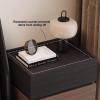 YQMHEZ 2-Drawer Nightstand, Wax White + Black Oak view 3