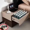 YQMHEZ 2-Drawer Nightstand, Wax White + Black Oak view 4