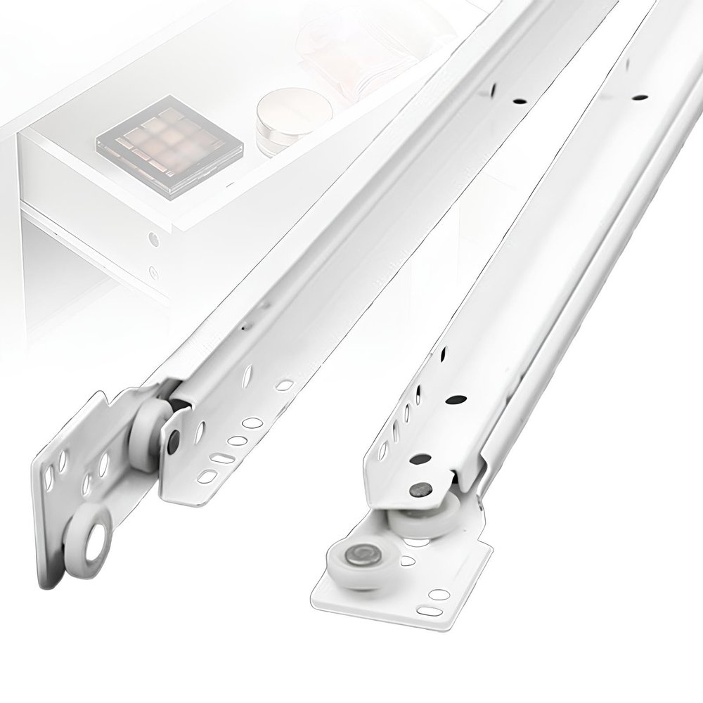 White Two-Part Side-Mount Drawer Slides, 1 Pair, 250–550 mm (9.8–21.7 in)