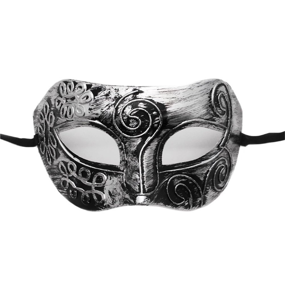 QAZWZG 4-Piece Masquerade Masks, Vintage Prince Half-Face Masks, Antique Copper Retro Crown Style, Silver Style 4