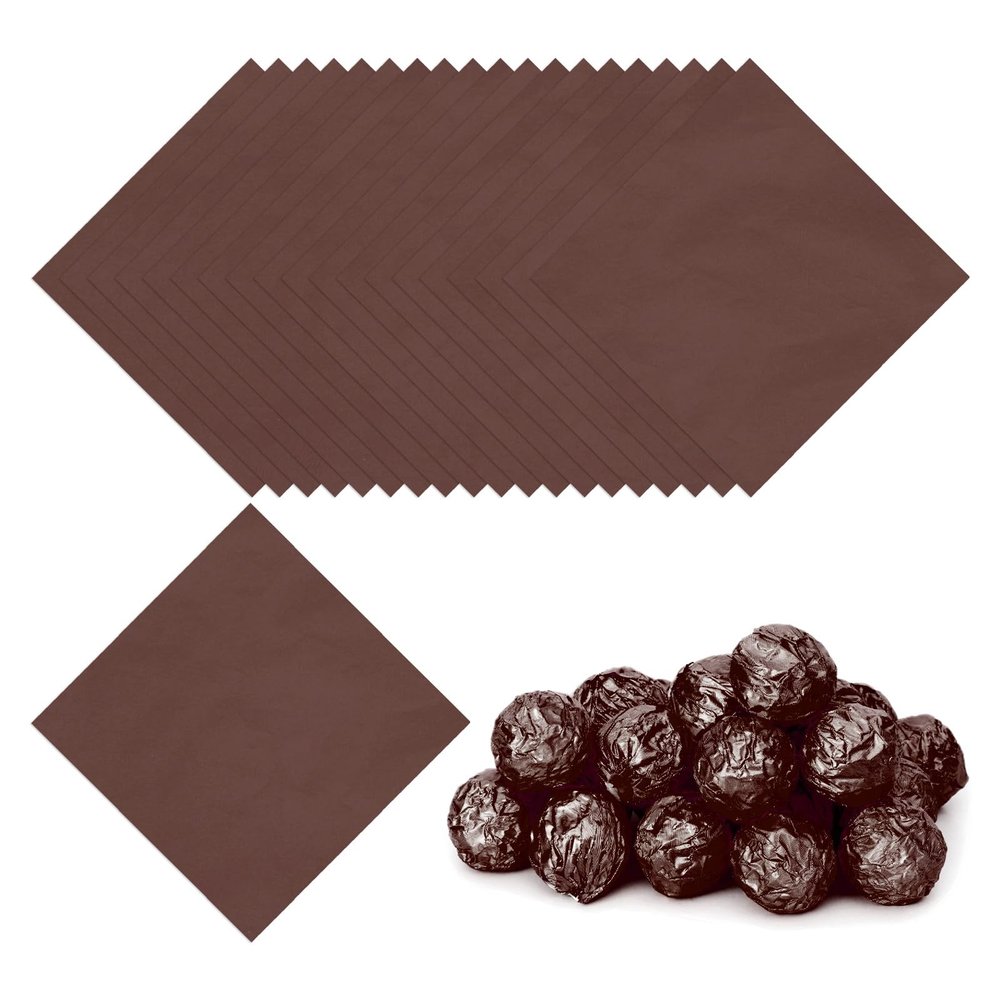 PATIKIL 100-Pack 12 x 12 cm Brown Aluminum Foil Candy Wrappers