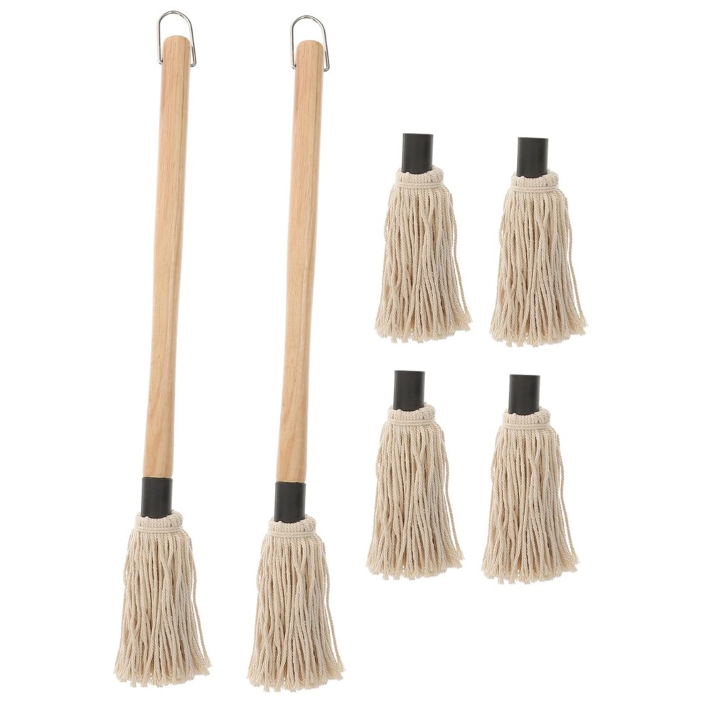 Grill Basting Brushes, 8-Piece Set with Wooden Handles and Replaceable Cotton Heads
