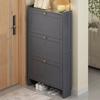 Modern Gray Shoe Cabinet, Freestanding, with Flip-Down Doors, 3 Tiers, Narrow, 70 cm view 1