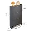 Modern Gray Shoe Cabinet, Freestanding, with Flip-Down Doors, 3 Tiers, Narrow, 70 cm view 2