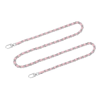 QUARKZMAN 120 cm Purse Chain Strap, Pink Strap with Silver Chain