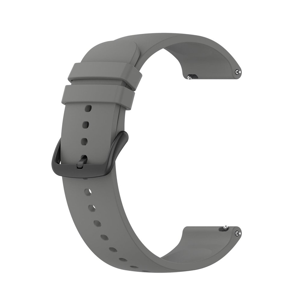 HFBZVAFC Round-Tail Silicone Watch Band, 20 mm, Dark Gray with Black Buckle