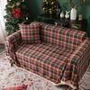 KIZAMI Sofa Throw, 180 x 340 cm, Red Checked, Rustic Polyester-Cotton view 1