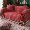 KIZAMI Sofa Throw, 180 x 340 cm, Red Checked, Rustic Polyester-Cotton view 2