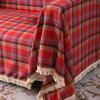 KIZAMI Sofa Throw, 180 x 340 cm, Red Checked, Rustic Polyester-Cotton view 3