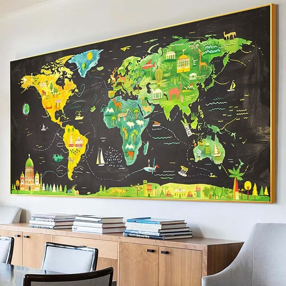 Diamond Painting World Map Kit for Adults, 5D, XXL 60 x 120 cm
