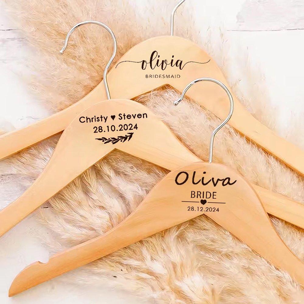 Personalized Engraved Wooden Wedding Hanger