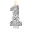 Saododku Number 1 Birthday Candle with Holographic Disco Ball, 8 cm view 1