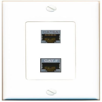 RiteAV 1-Port CAT6A CAT7 Female-to-Female Keystone Wall Plate [White]