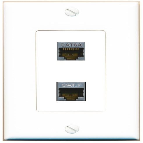 RiteAV 1-Port CAT6A CAT7 Female-to-Female Keystone Wall Plate [White]