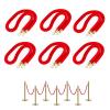 Red Velvet Rope Barrier, 6-Piece Set, Gold Hooks, 2.4 m (8 ft) view 1