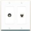RiteAV 2-Gang 1-Port BNC CAT5E Female-to-Female Wall Plate, White view 1