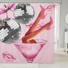 Pink Western Cowgirls Shower Curtain, 180 x 200 cm, Disco Ball Print view 1