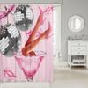 Pink Western Cowgirls Shower Curtain, 180 x 200 cm, Disco Ball Print view 2