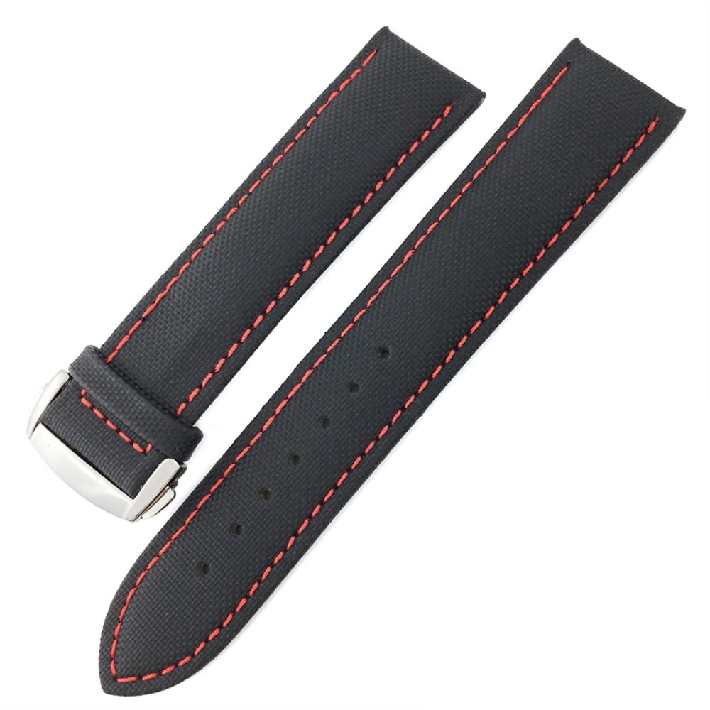 HKIDKK Nylon-Linen Watch Band for Omega Seamaster Diver 300, Rolex, Seiko SKX, Tissot and Longines, Leather, 19/20/21/22 mm, 19 mm Rose Buckle, Agate