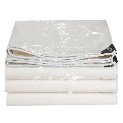 White PVC Wood Tarp 1.9 x 4.7 m, Waterproof and UV-Stabilized