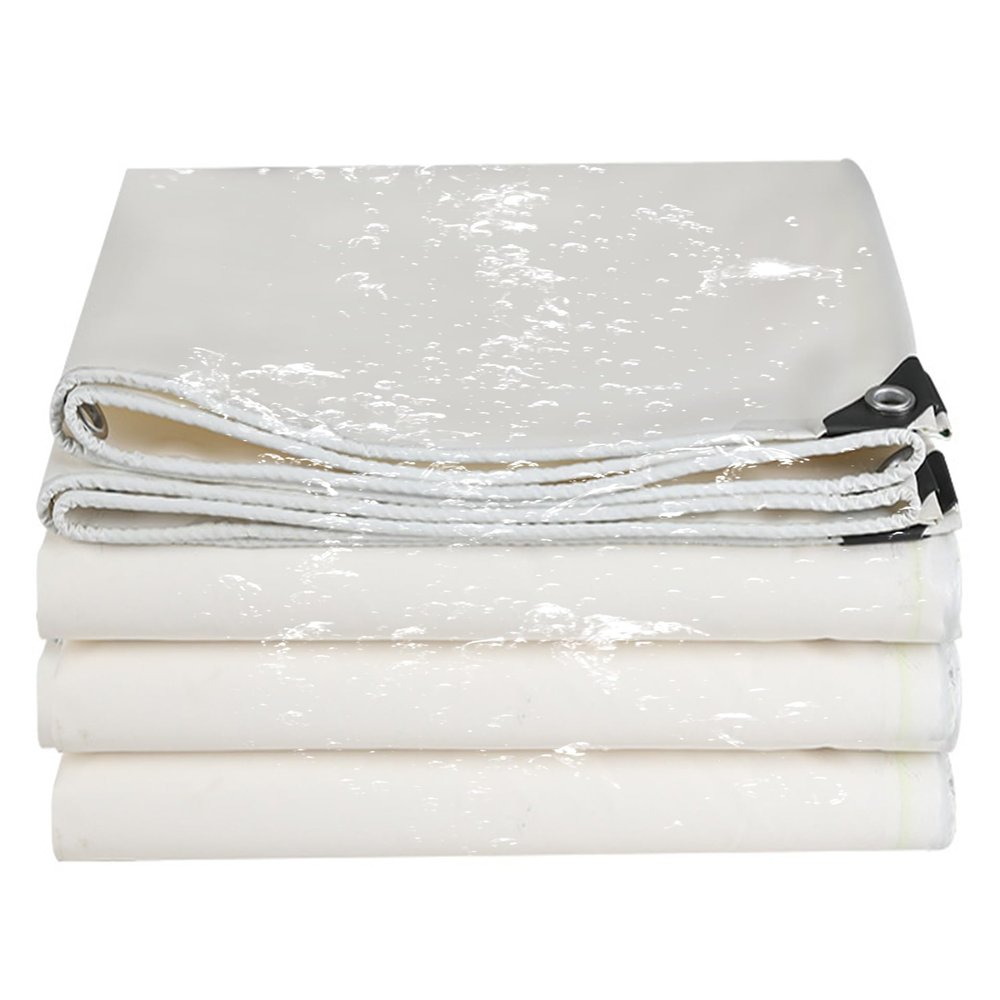 White PVC Wood Tarp 1.9 x 4.7 m, Waterproof and UV-Stabilized