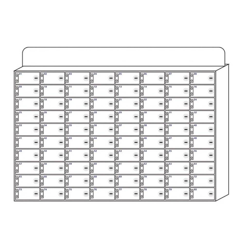 Acrylic Wall-Mounted Phone Locker with Lock, White, Size 80