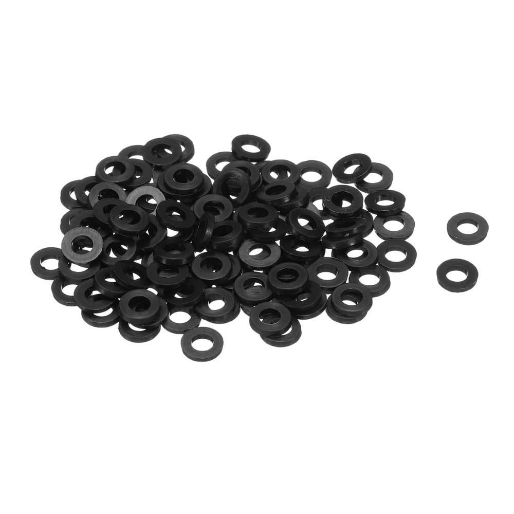 QUARKZMAN 120-Piece M3 Nylon Flat Washers, 3 mm ID, 6 mm OD, Black
