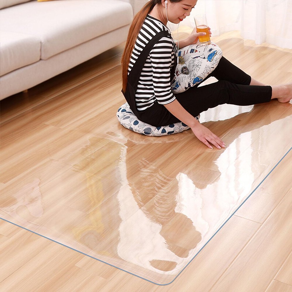 Transparent PVC Floor Protection Mat, 1 mm, 90 x 240 cm