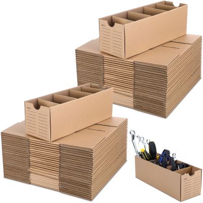 Watersay 60-Pack Cardboard Parts Bins, 30.5 x 10.2 x 10.2 cm, with Dividers
