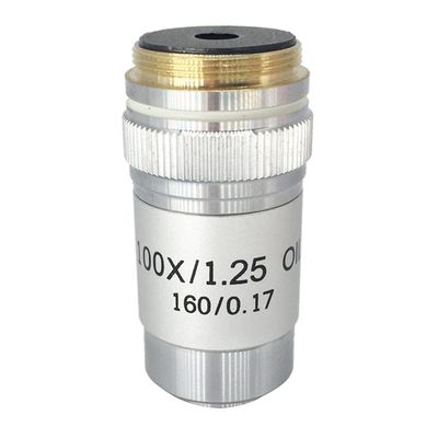 100x Achromatic Objective for Biological Microscopes, 160 mm Lens Length, 195 mm Conjugate Distance