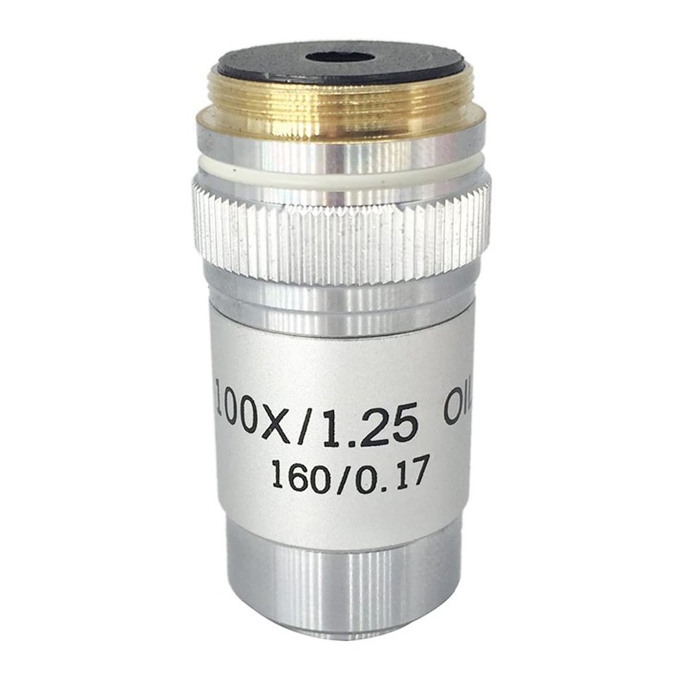 100x Achromatic Objective for Biological Microscopes, 160 mm Lens Length, 195 mm Conjugate Distance