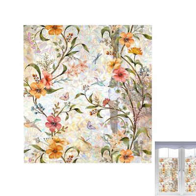 Floral Static Cling Window Film with UV Blocking