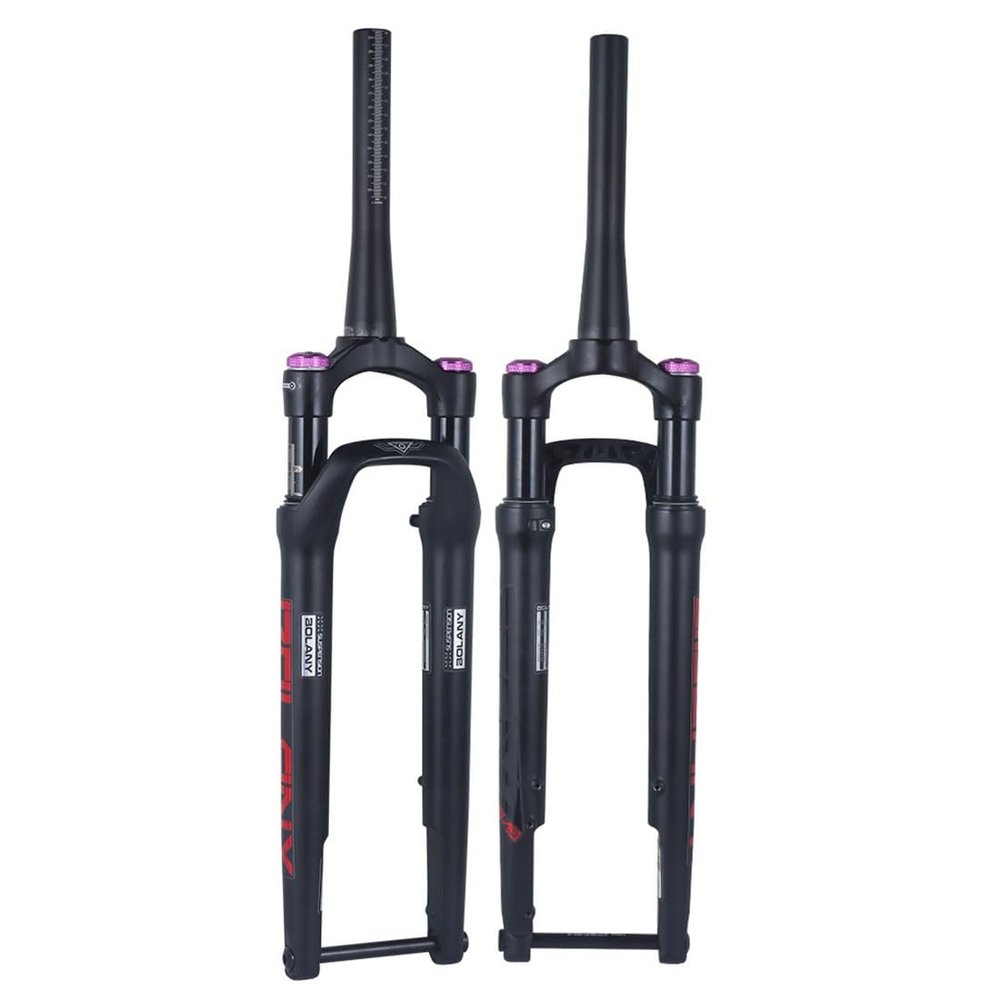 ERSINIAN 700c Suspension Fork for Road and Gravel Bikes, 12 x 100 mm Thru-Axle, Air Spring, 40 mm Travel, Tapered Steerer, Disc Brake, Manual Lockout, Red