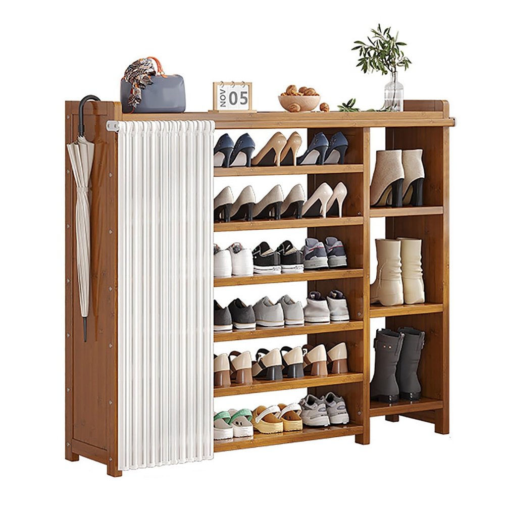 Bamboo Shoe Rack with 7 Tiers and Adjustable Shelves for 27–33 Pairs