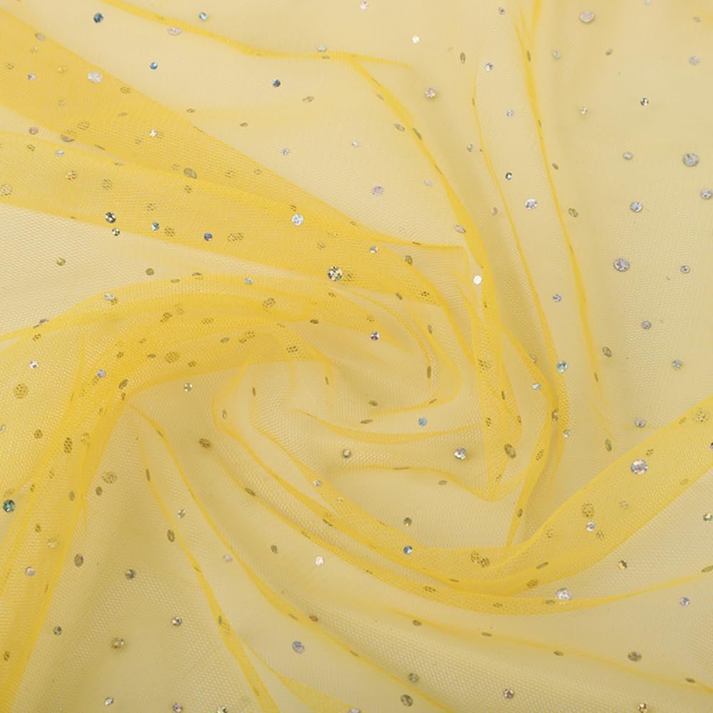 Blausky Gold Glitter Tulle Fabric, 2 Yards x 150 cm