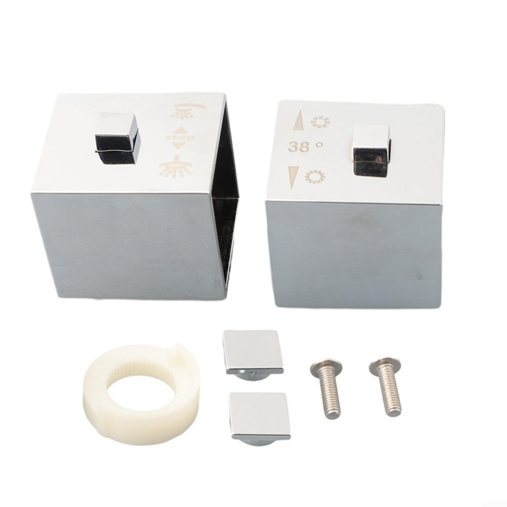 Eawfgtuw Thermostatic Handle Pair for Bathtub and Shower Faucets, Chrome Square Knobs