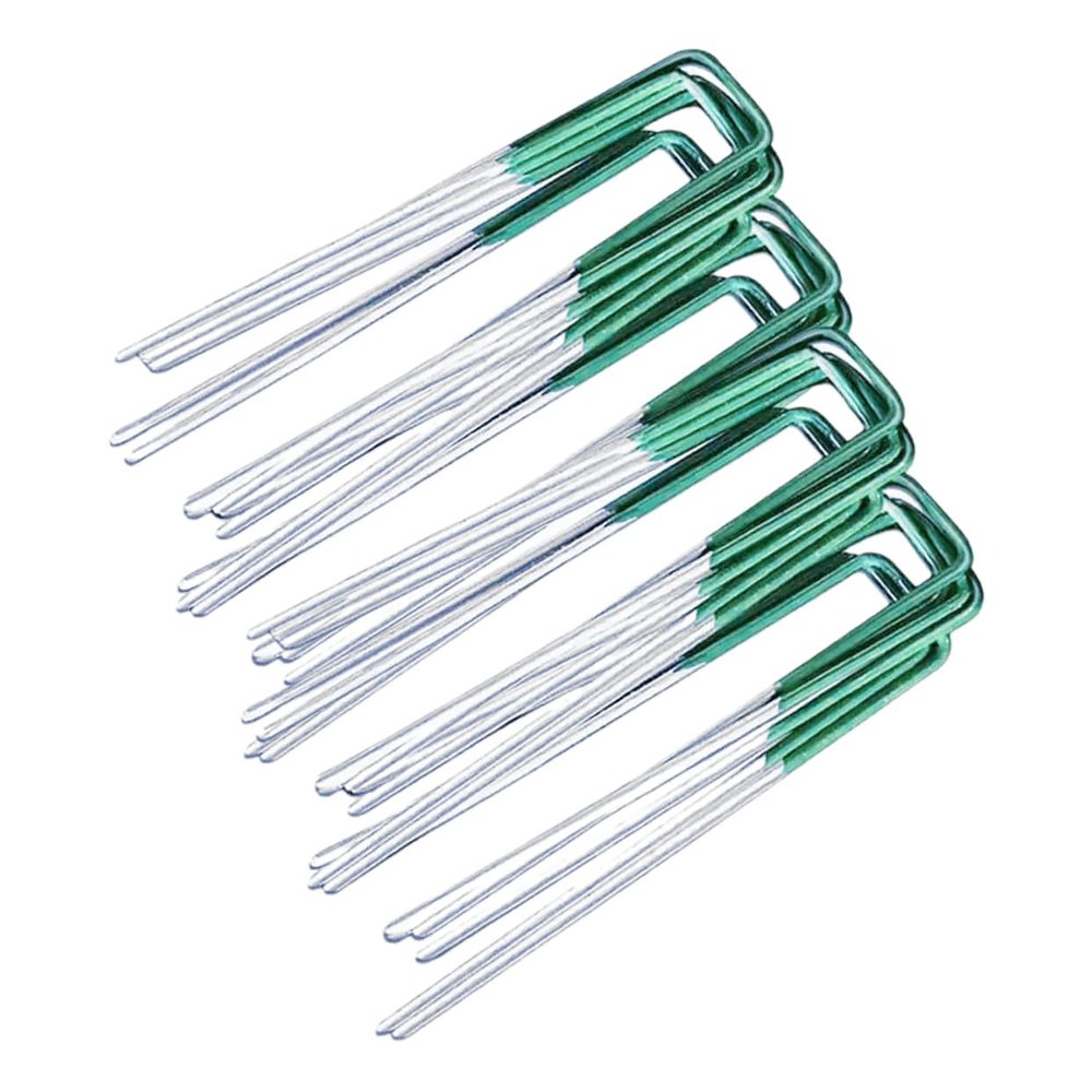 CORHAD U-Shaped Metal Stakes, 50-Pack, Galvanized Wire Ground Anchors