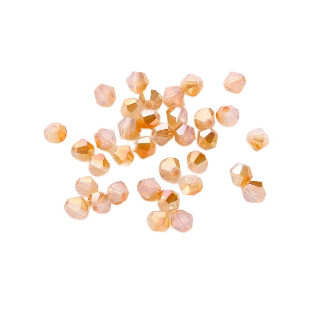 15-Color Bicone Glass Beads, 2/3/4/6/8 mm, Faceted Double-Cone Spacer Beads