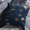Loussiesd Sun Moon Fabric 460 x 150 cm, Boho Exotic Star Print Waterproof Upholstery Fabric, Acid Blue view 4