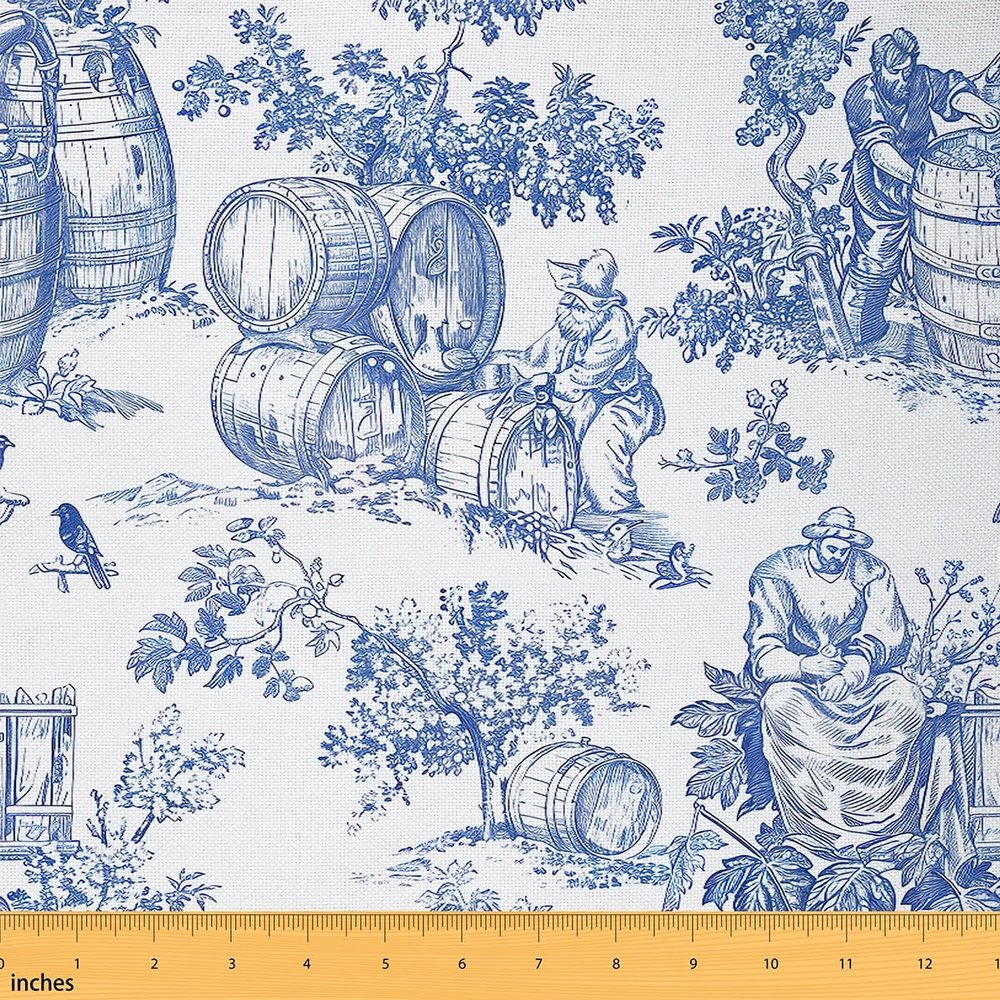 Loussiesd French Country Fabric, 460 x 150 cm, Waterproof Upholstery Fabric by the Yard