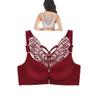 BFDSGWQ Lace Butterfly Comfort Bra with Front Closure, Wireless Push-Up Bra for Women, Sexy Corset Bra, Front-Buckle Bra (40/90D, Wine Red) view 1