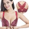 BFDSGWQ Lace Butterfly Comfort Bra with Front Closure, Wireless Push-Up Bra for Women, Sexy Corset Bra, Front-Buckle Bra (40/90D, Wine Red) view 2