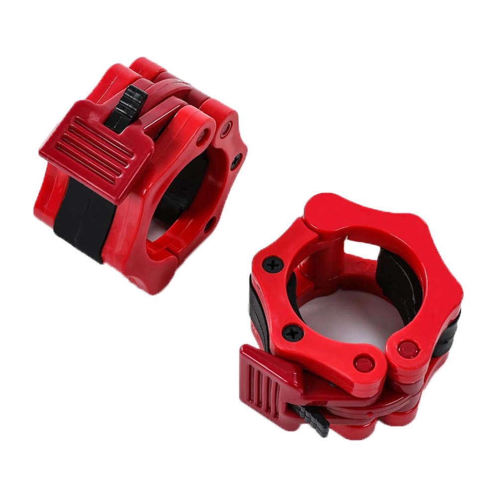 ZEACCT 2-Piece Olympic Barbell Collars, Quick-Release Clips, Red