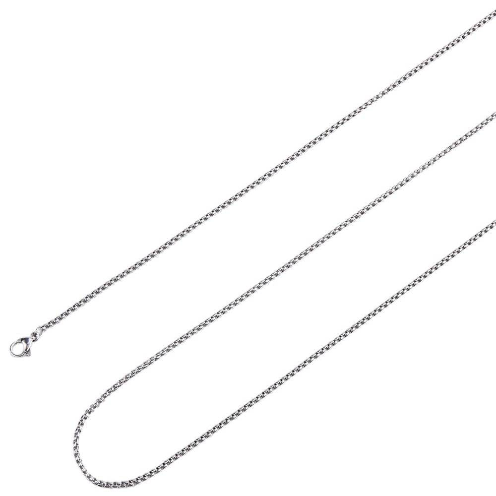 SUNNYCLUE 2-Pack 30-Inch 2 mm Silver-Tone Stainless Steel Box Chains