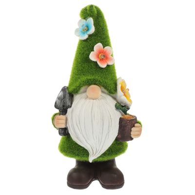 Creative Solar Garden Decoration Christmas Elf, Green Resin