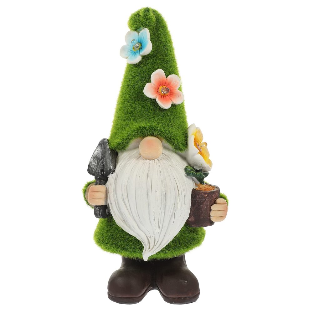 Creative Solar Garden Decoration Christmas Elf, Green Resin