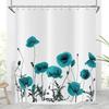 Hnmdmyi Floral Shower Curtain 65 x 71 in, Turquoise Poppy Vintage Botanical Design view 1
