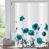 Hnmdmyi Floral Shower Curtain 65 x 71 in, Turquoise Poppy Vintage Botanical Design view 3