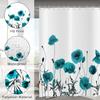 Hnmdmyi Floral Shower Curtain 65 x 71 in, Turquoise Poppy Vintage Botanical Design view 4