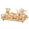 asdchZen Porcelain Tea Set, White British-Style Ceramic Set for Adults with Teapot, 6 Cups, Spoons and Tray view 1